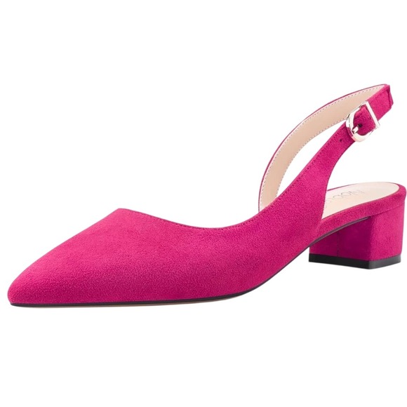 Marc Fisher Shoes - Marc Fisher Pink Suede Slingback Block Heels Dress Pumps Women's Size 7